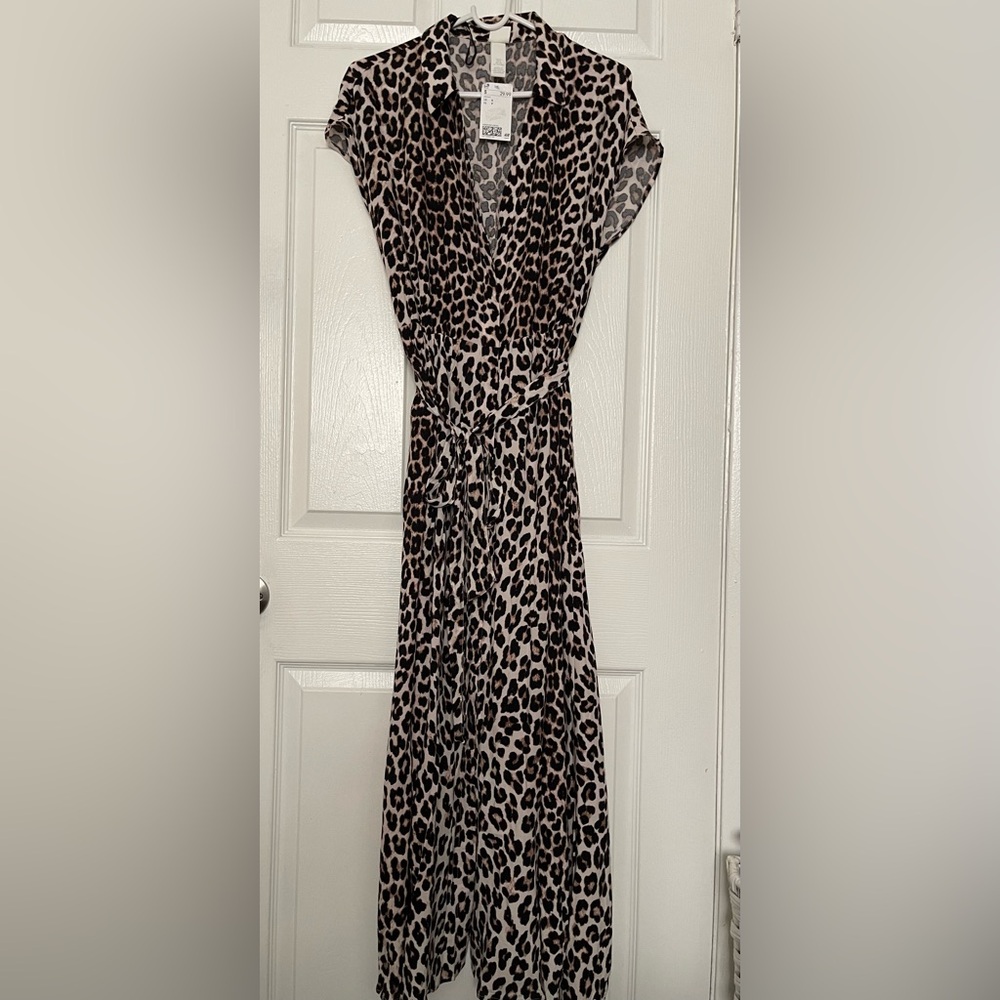 H&M Leopard Print Wrap Maxi Dress - Black & Cream